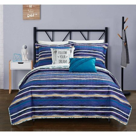 CHIC HOME Botan Blue Twin Extra-Long 7 Piece Quilt Set QS4447-BIBTX-US